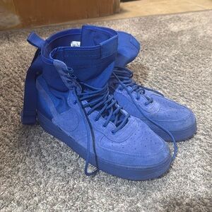 Nike Men's SF Air Force 1 High Blue suede Size 12
